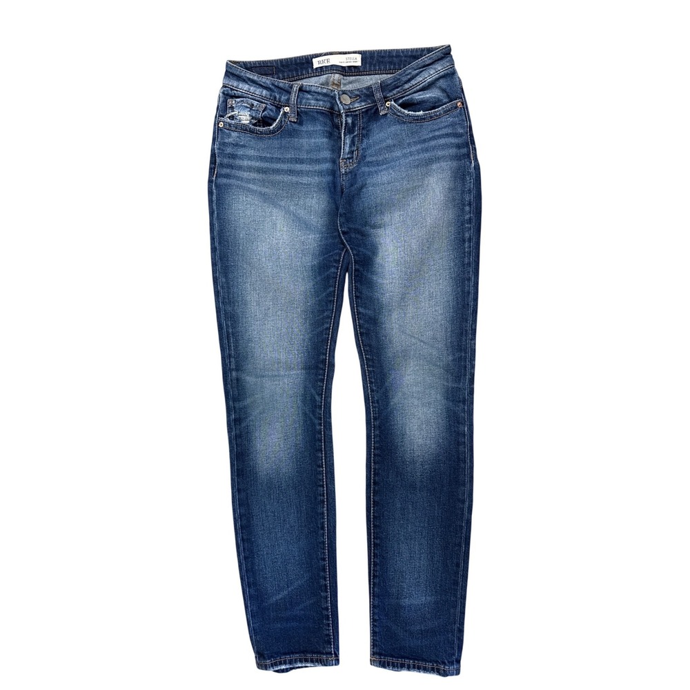 BKE Stella Low Rise Skinny Jeans Medium Wash Distressed Denim 27x31.5 Womens